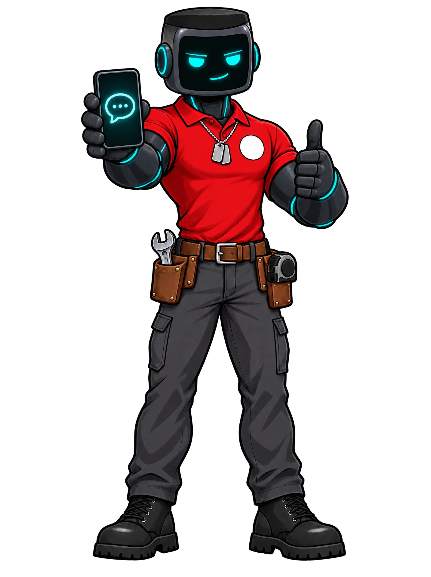 Gunny, the Next Tier Contractor mascot, a confident robot service tech.